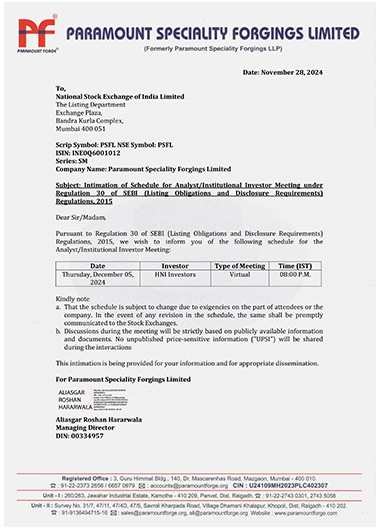 NSE Intimation Signed